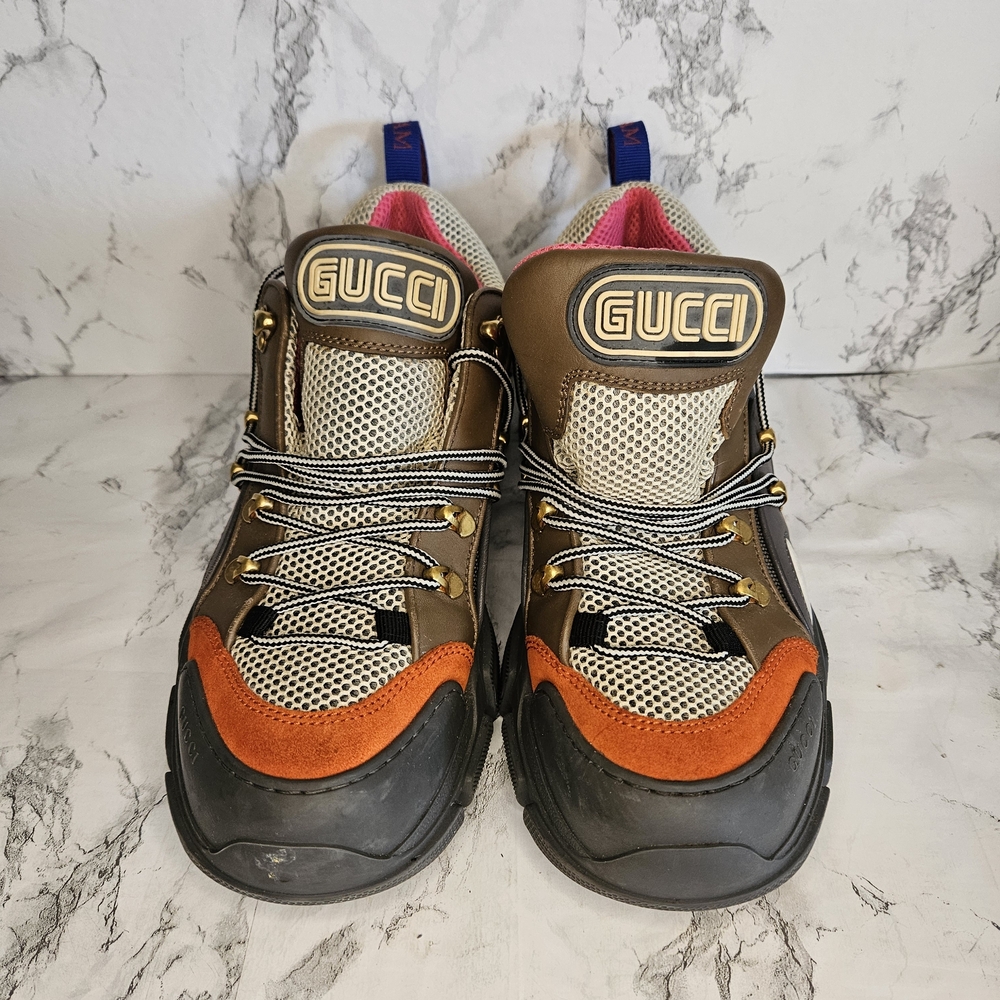 Gucci Sega Flashtrek Crystal Grey Orange Size 8 Men Midtop Boots